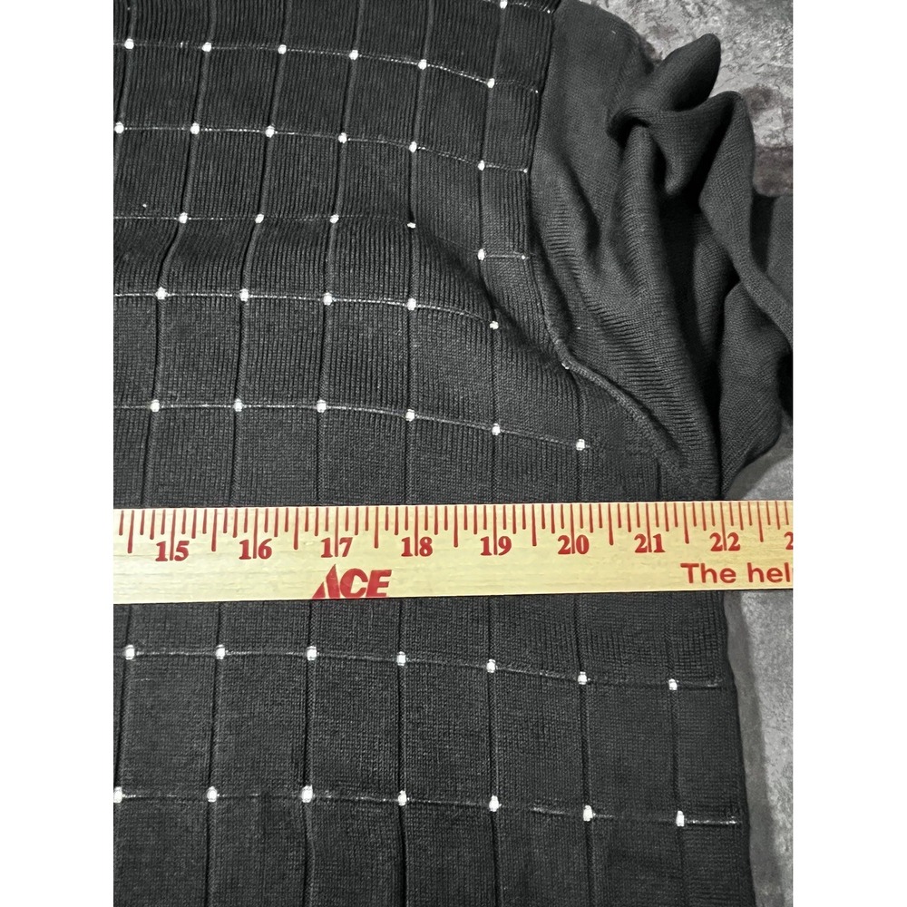 Bacrach Pullover Sweater Mens Sz L Silk Blend Black White Dot Grid Long Sleeve - Picture 4 of 5